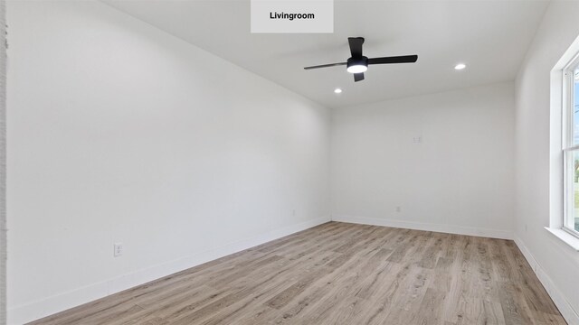 1719 Esther St B, Unit A, Houston, TX 77088 - empty room with light wood-style floors, recessed lighting, plenty of natural light, and a ceiling fan