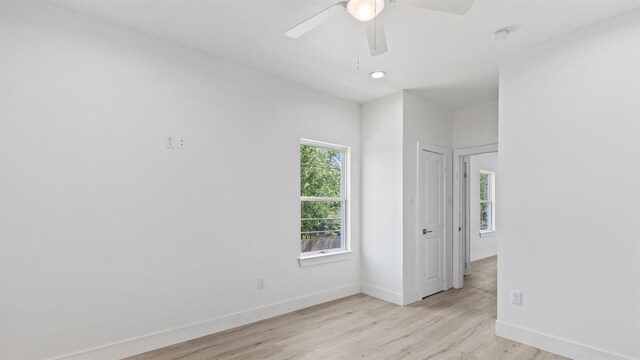 1719 Esther St B, Unit A, Houston, TX 77088 - spare room featuring light wood-style flooring, a ceiling fan, and a smoke detector