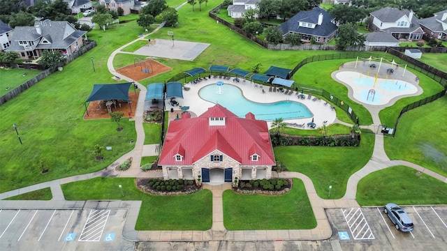 17422 Sunset Arbor Dr, Tomball, TX 77377 - aerial perspective of suburban area featuring a pool area