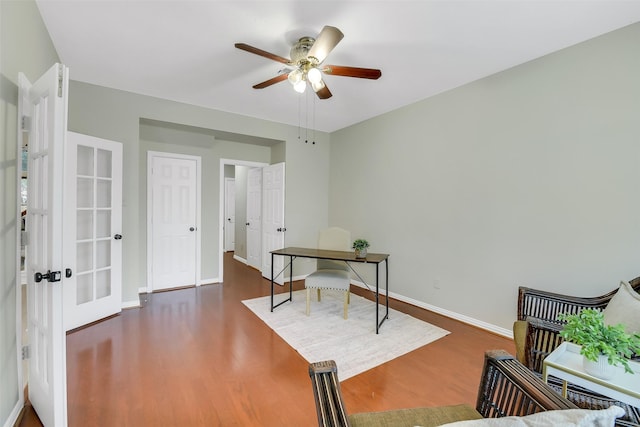 17422 Sunset Arbor Dr, Tomball, TX 77377 - office space featuring wood finished floors, ceiling fan, and french doors