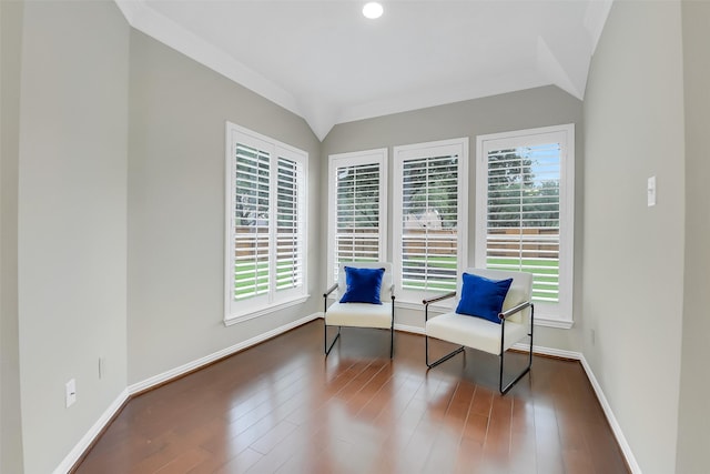 17422 Sunset Arbor Dr, Tomball, TX 77377 - sitting room with wood finished floors, vaulted ceiling, and recessed lighting