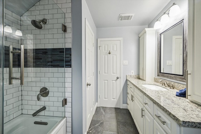 1611 Barrington Hills Ln, Katy, TX 77450 - bathroom featuring vanity, enclosed tub / shower combo, and tile patterned floors