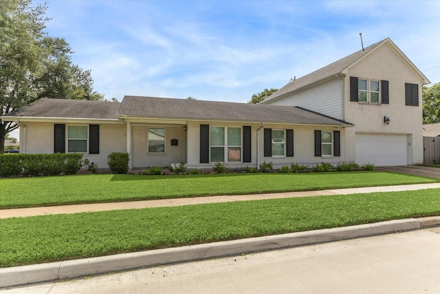 2603 Haverhill Dr, Houston, TX 77008 - view of front of house featuring an attached garage, concrete driveway, a front yard, and a shingled roof