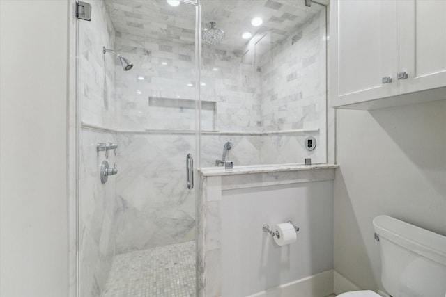 2603 Haverhill Dr, Houston, TX 77008 - bathroom with toilet and a marble finish shower