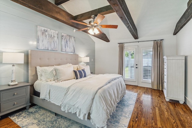 2603 Haverhill Dr, Houston, TX 77008 - bedroom featuring access to outside, wood finished floors, and ceiling fan
