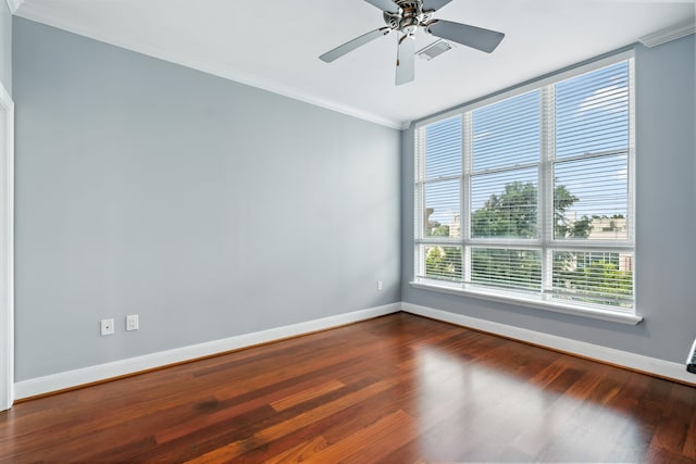 1419 Montrose Blvd Unit 301, Houston, TX 77019 - unfurnished room with crown molding, dark wood finished floors, and ceiling fan