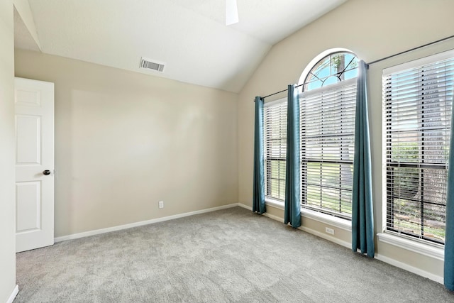 24806 Silver Leaf St, Magnolia, TX 77355 - carpeted empty room with vaulted ceiling and a ceiling fan