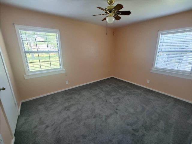 6714 Underhill St, Houston, TX 77092 - unfurnished room with ceiling fan and dark colored carpet