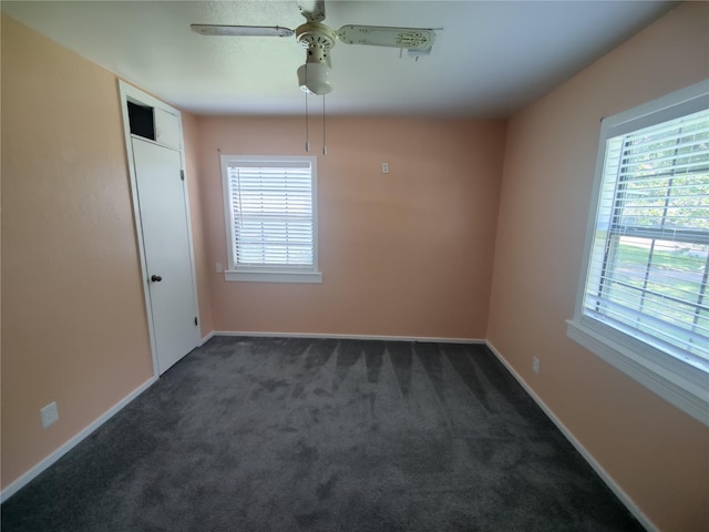 6714 Underhill St, Houston, TX 77092 - empty room with ceiling fan and carpet floors