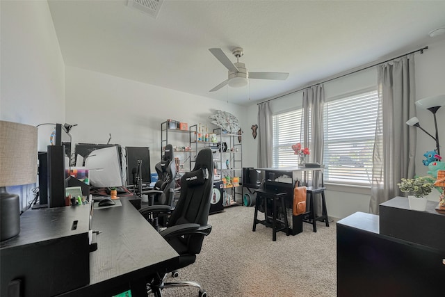 7822 Murciana Dr, Rosharon, TX 77583 - office with ceiling fan and carpet