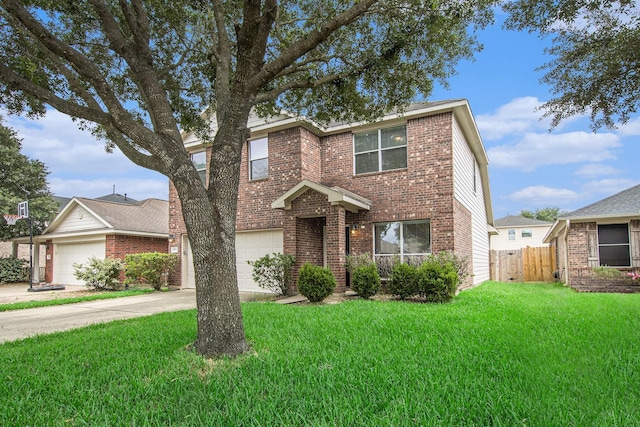 20515 Rustic Rail Ct, Cypress, TX 77433 - traditional home with brick siding, concrete driveway, and an attached garage