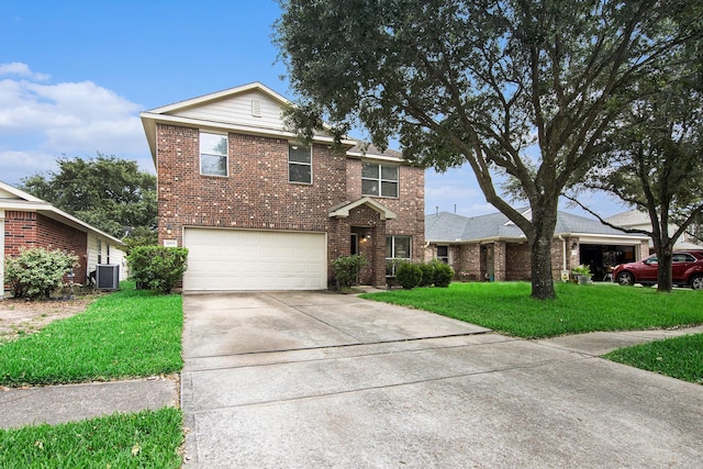 20515 Rustic Rail Ct, Cypress, TX 77433 - traditional home with brick siding, an attached garage, and a front yard