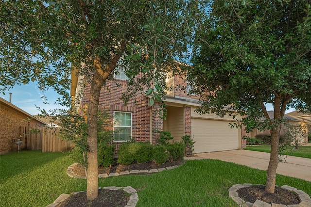 8134 Menorca Cove Dr, Cypress, TX 77433 - view of property hidden behind natural elements with brick siding, driveway, and a garage