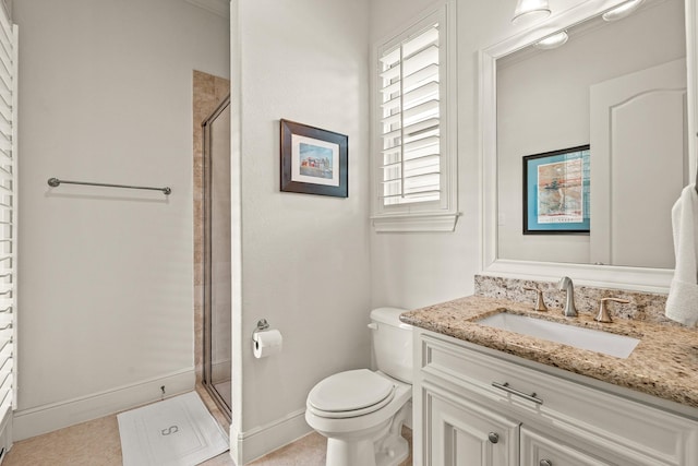 32723 Westminster Dr, Fulshear, TX 77441 - bathroom with vanity, a shower stall, and tile patterned floors
