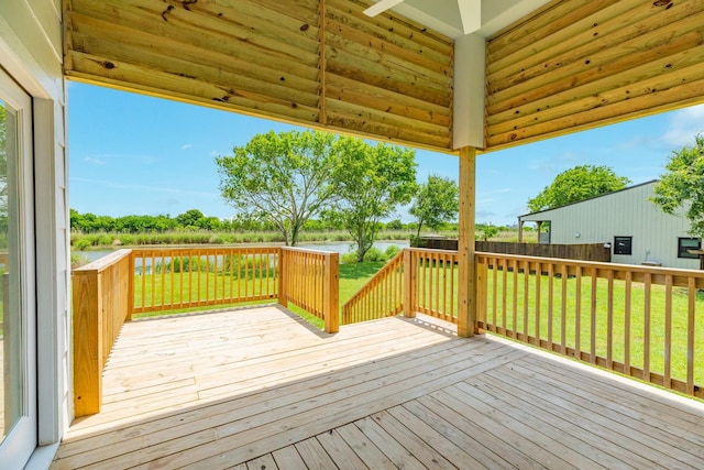 1927 Duncan Dr, Oyster Creek, TX 77541 - wooden terrace with a fenced backyard