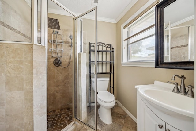 1905 17th Ave N, Texas City, TX 77590 - full bathroom featuring vanity, crown molding, and a shower stall