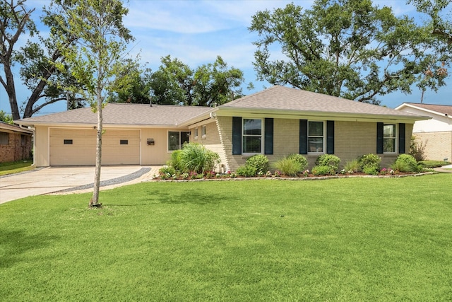6518 Lindyann Ln, Houston, TX 77008 - ranch-style home featuring driveway, a garage, a front yard, brick siding, and roof with shingles
