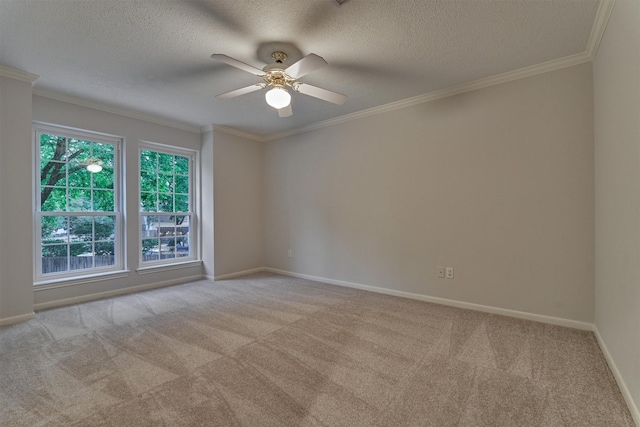 62 N Turtle Rock Ct, The Woodlands, TX 77381 - carpeted spare room with ceiling fan, crown molding, and a textured ceiling