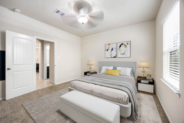 23414 Bracino Lake Dr, Katy, TX 77493 - bedroom with light colored carpet, multiple windows, and ceiling fan