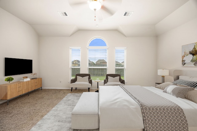 23414 Bracino Lake Dr, Katy, TX 77493 - carpeted bedroom featuring a ceiling fan and vaulted ceiling