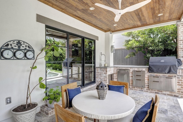 3739 University Blvd, Southside Place, TX 77005 - view of patio featuring area for grilling, ceiling fan, and outdoor dining area