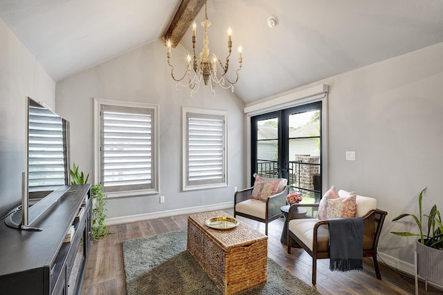 3739 University Blvd, Southside Place, TX 77005 - sitting room with a chandelier and wood finished floors