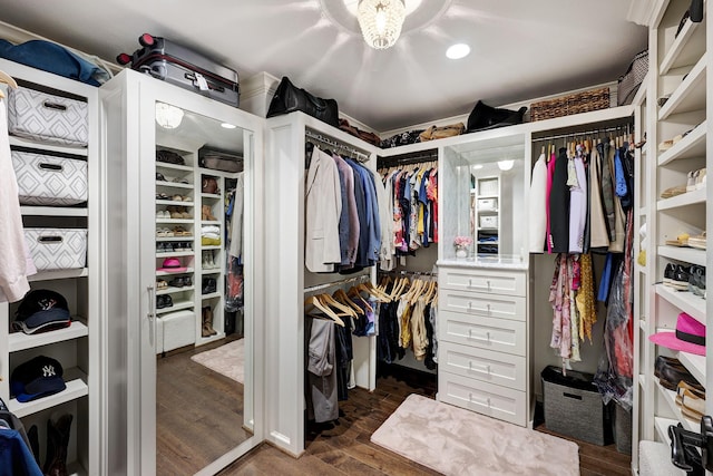 3739 University Blvd, Southside Place, TX 77005 - walk in closet with dark wood-style floors