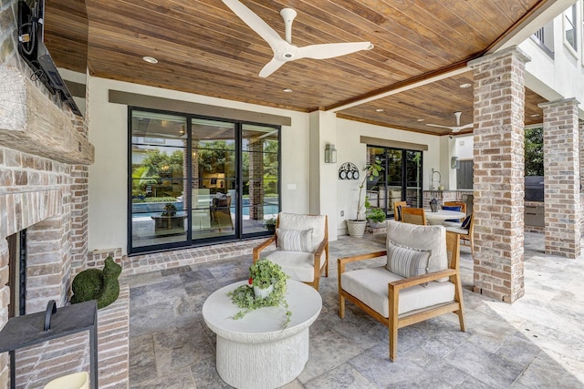 3739 University Blvd, Southside Place, TX 77005 - view of patio with ceiling fan