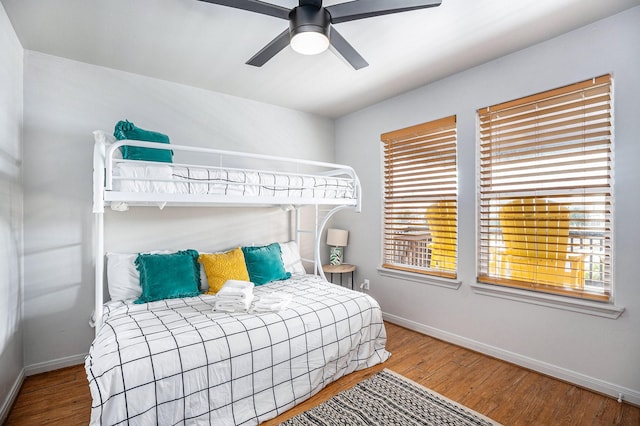 23101 Camino St, Galveston, TX 77554 - bedroom featuring wood finished floors and ceiling fan