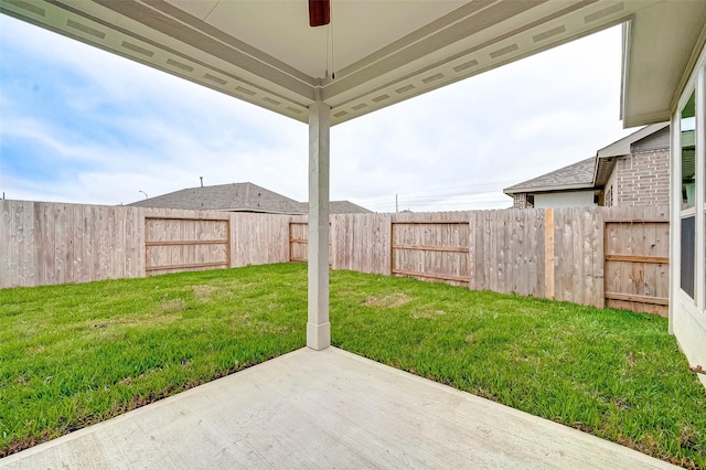 18822 Fulvetta Haven Way, Richmond, TX 77407 - fenced backyard with a patio area and ceiling fan