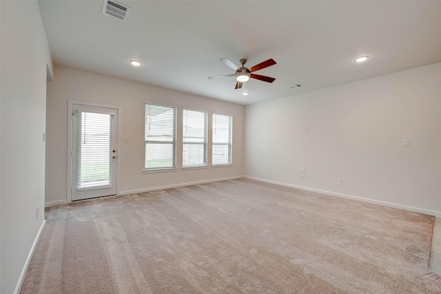 18822 Fulvetta Haven Way, Richmond, TX 77407 - empty room with a ceiling fan, light carpet, and recessed lighting