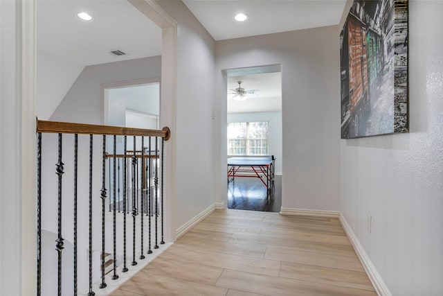 29110 Davenport Dr, Katy, TX 77494 - hallway with wood finished floors and recessed lighting