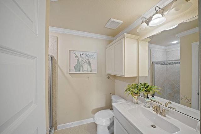 5706 Jenolan Ridge Ln, Sugar Land, TX 77479 - full bathroom featuring vanity, a stall shower, and ornamental molding