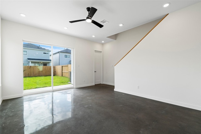 8022 Colonial Ln, Houston, TX 77051 - empty room with finished concrete floors, recessed lighting, and ceiling fan