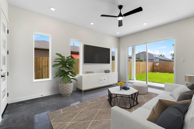 8022 Colonial Ln, Houston, TX 77051 - living area with recessed lighting and ceiling fan