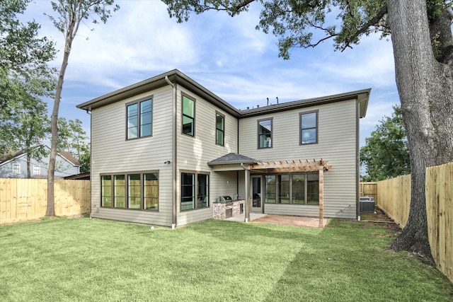 1710 Ebony Ln, Houston, TX 77018 - back of house with a pergola, a fenced backyard, and a patio area