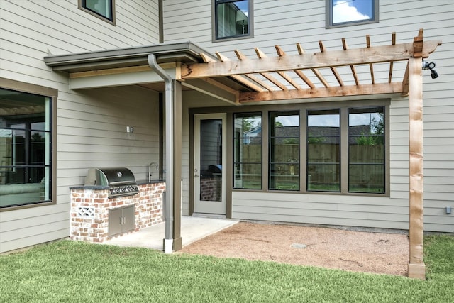 1710 Ebony Ln, Houston, TX 77018 - entrance to property featuring area for grilling, a pergola, and a patio area