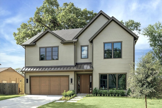 1710 Ebony Ln, Houston, TX 77018 - view of front of property with an attached garage, concrete driveway, a standing seam roof, a shingled roof, and a metal roof