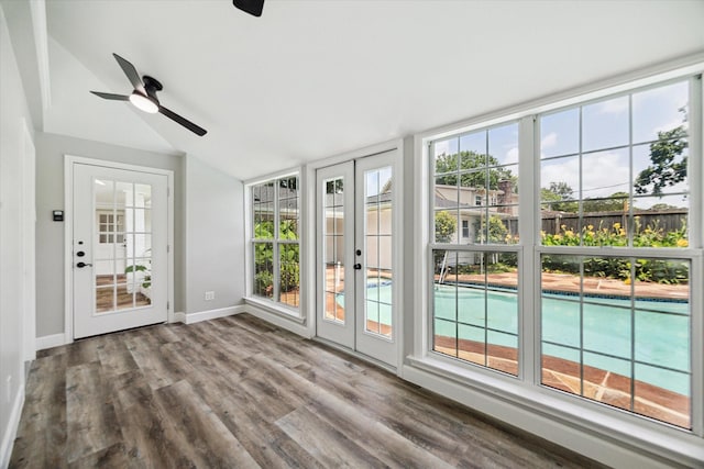 9711 Braewick Dr, Houston, TX 77096 - unfurnished sunroom featuring vaulted ceiling and french doors