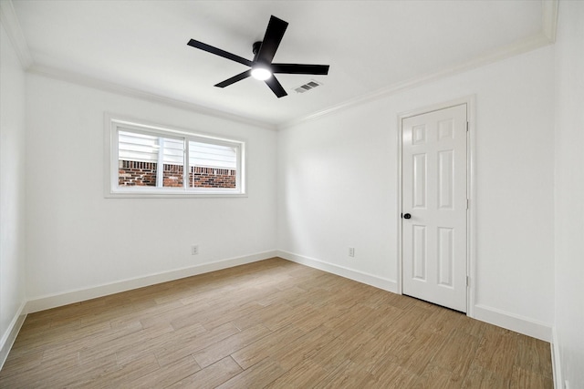 9711 Braewick Dr, Houston, TX 77096 - empty room with light wood finished floors, crown molding, and ceiling fan