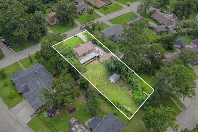 306 Hickory Ridge Dr, Shenandoah, TX 77381 - aerial view of property and surrounding area featuring nearby suburban area and property boundaries highlighted