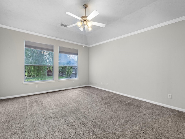 4315 Countrycrossing Dr, Spring, TX 77388 - unfurnished room featuring carpet, ceiling fan, and crown molding