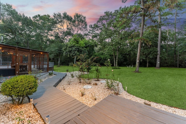 1518 Honea Egypt Rd, Magnolia, TX 77354 - wooden deck featuring a yard and view of scattered trees
