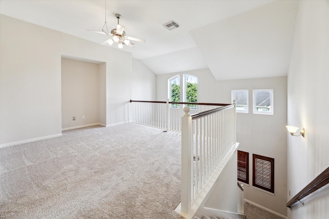 1606 Sutton St, Houston, TX 77006 - corridor with an upstairs landing, lofted ceiling, and carpet