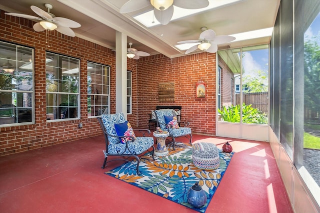 1607 N Primavera Dr, Pearland, TX 77581 - sunroom featuring ceiling fan