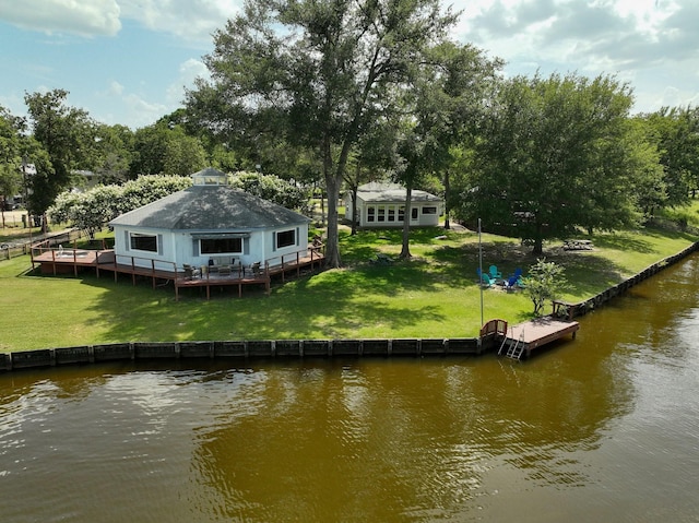 20559 Red Bud Ct, Thornton, TX 76687 - dock area featuring a deck with water view and a lawn