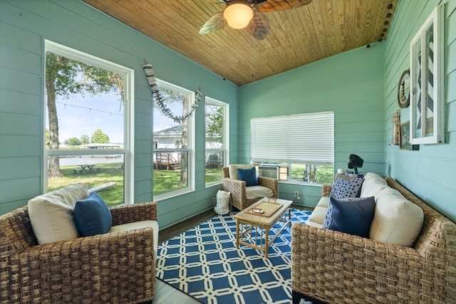 20559 Red Bud Ct, Thornton, TX 76687 - sunroom with ceiling fan and lofted ceiling