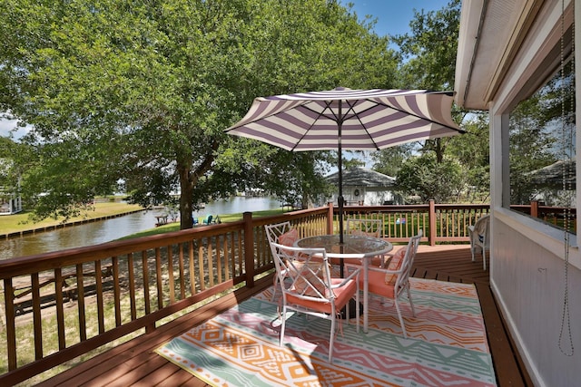 20559 Red Bud Ct, Thornton, TX 76687 - deck with a water view and outdoor dining space