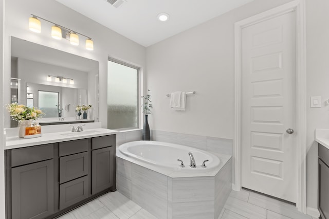 29622 Sterling Knoll Dr, Fulshear, TX 77441 - bathroom featuring vanity, a bath, and tile patterned floors