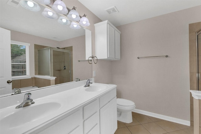 10143 Rose Willow Ln, Brookshire, TX 77423 - full bath with a stall shower, tile patterned flooring, and double vanity